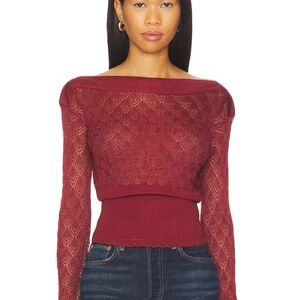 Free People Off-the-Shoulder Burgundy Sweater